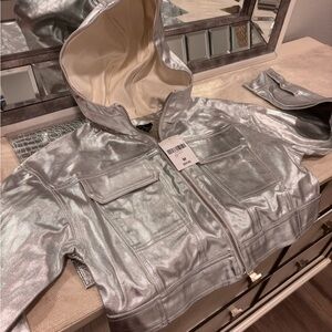 Forever 21 Silver Metallic jacket with hood